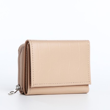 Women's wallet on the button, beige color