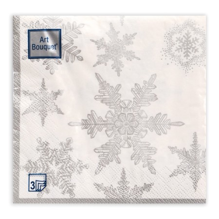 New Year's napkins paper art bouquet “Snowfall. silver ", 3 layers, 33x33 cm, 20 pcs-1
