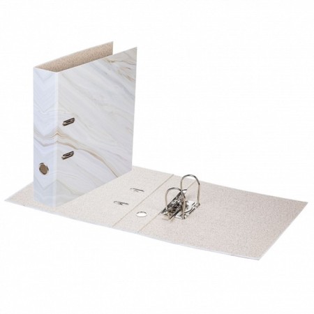 PAPKA-registrar A4 70mm HATBER "White Marble", matte lamination, sealed outwour-1