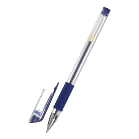 Gel pen, 0.5 mm, blue rod, transparent case, with a rubber holder-2