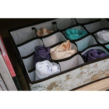 Organizer for storing Astra’s linen, 16 cells, 36 × 28 × 12 cm, brown color, inner wall mix-4