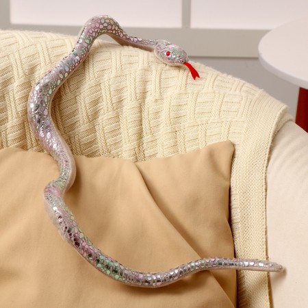 Soft toy "Snake", 15 cm, silver color-3