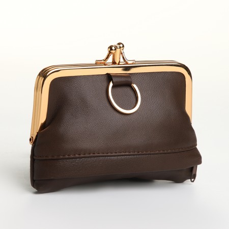 Cosmetic bag on farmar, 2 departments, brown color