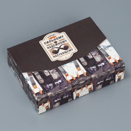 Gift folding box, packaging, “real man” 16x12x4 cm