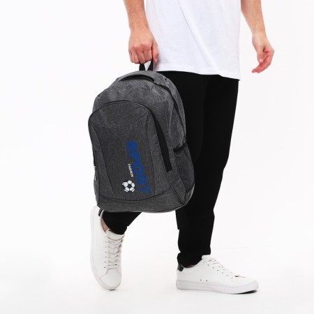 Male backpack on a zipper, 3 outer pockets, gray color-7