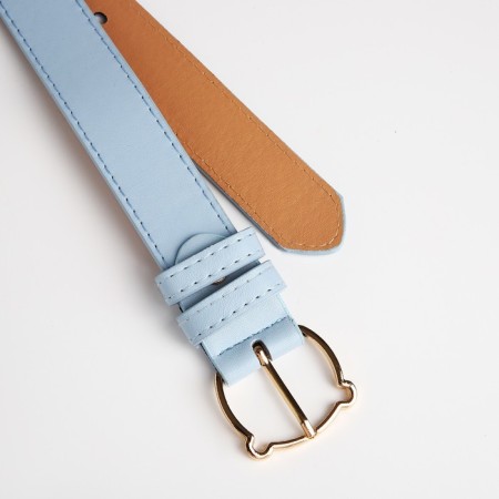Children's belt, width 3 cm, screw, buckle metal, blue color-1