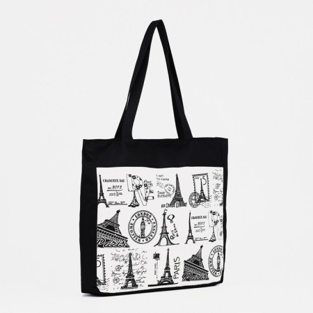 Luggage bag with a lining, black/white color