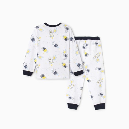 Pajamas for a boy (longshit/pants), white color/astronauts, height 110 cm-5