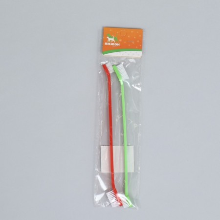 Dental brush two -sided, set 2 pcs, red and green-4