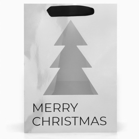A packet with a window, metalized, "Christmas tree", 25 x 25 x 35 cm, silver-2