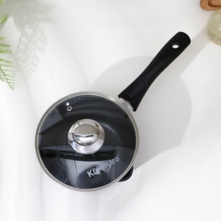 Bucket, 1.5 l, glass cover, removable handle, dark marble color-2