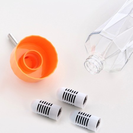 Animal drinker, 750 ml, fastening-spring, and two interchangeable filters, orange-1