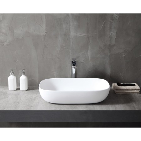 ABBER STEIN AS2620 sink, invoice, 600x400x130 mm, artificial stone, white-2