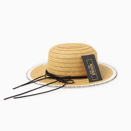 Hat for the girl Minaku "Puppet", size 50, beige color-8