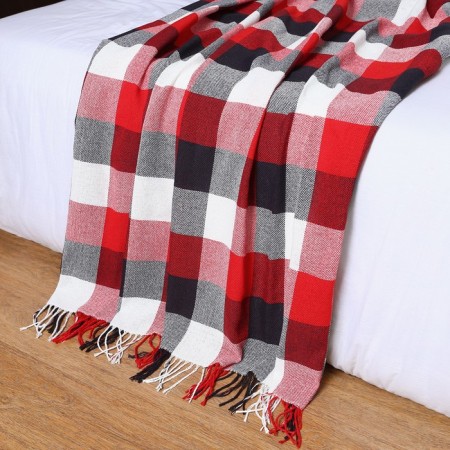 Picnic blades 140x200cm, white/red/anthracite, cotton 20%, pan 40%, polyester 40%