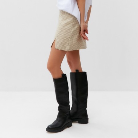 Women's skirt with a cut Mist p. 42, beige/white-2