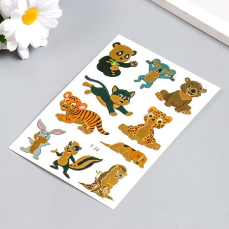 Tattoo on the body color with gold "animals" mix 15x10.5 cm-2