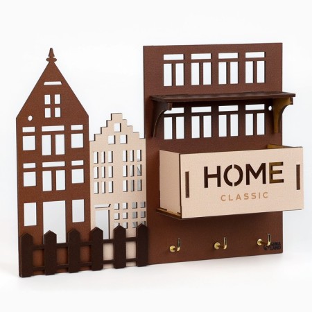 The keybox is wall -mounted with a shelf and a “Home” pocket, a classic, 23 x 17.5 cm.-3