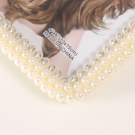 Photo frame plastic 10x15 cm "Pearls and rhinestones" rounded angles 18x13 cm-2