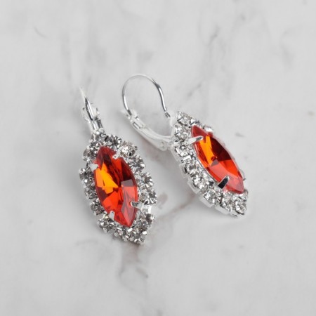 Earrings with Ellipse rhinestones, Mix color-1