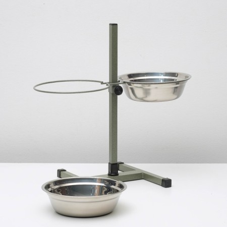 Stand with bowls, 2 x 2 l, height 50 cm, collapsible, green-5