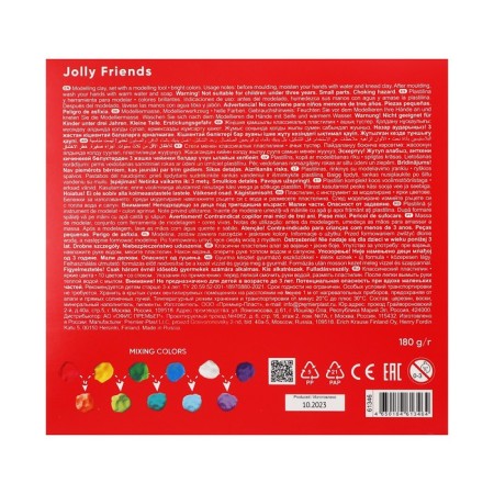 Plasticine 10 colors, 180 g, Erichkrause "Jolly Friends", with a glass, in cardboard packaging-5