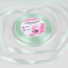 Satin tape, 10 mm × 23 ± 1 m, pale green color # 50