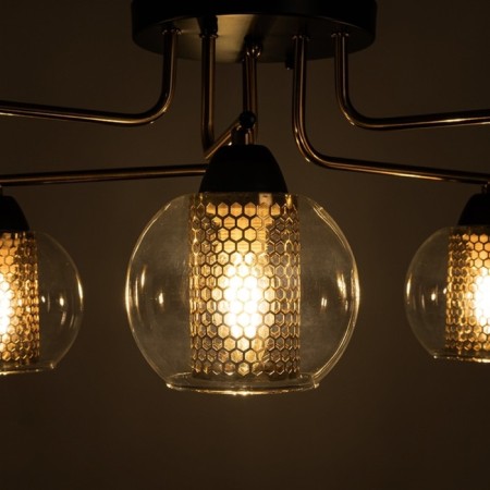 Ceiling chandelier Arte Lamp Manchester A7045PL-6BK, E14, 6x40 W, 68x68x26 cm, black, copper-1