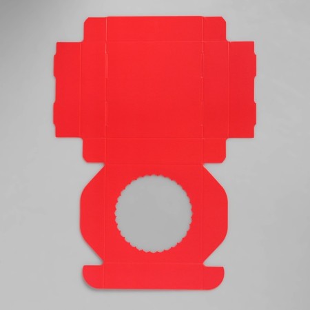 Gift box of the team with a window, 11.5 x 11.5 x 3 cm, scarlet-3