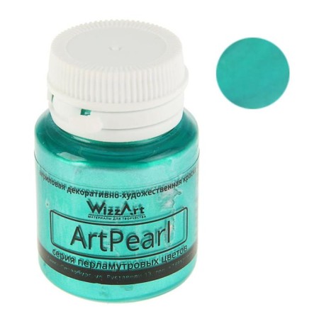Acrylic pearl paint 20 ml, Wizzart Pearl, green, frost -resistant