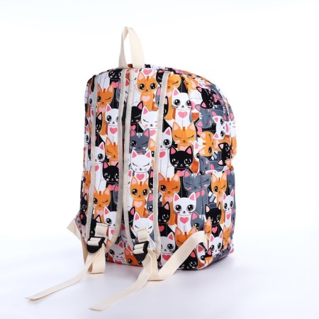 School backpack from textiles on a zipper, 3 pockets, pencil case, colorful color/orange-5