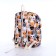 School backpack from textiles on a zipper, 3 pockets, pencil case, colorful color/orange