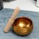 Singing bowl metal golden matte "Points and Flower" with a 4x8x8 cm resonator