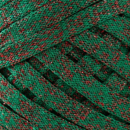 Knitted yarn "Ribbon" with Lurex 85m/170 ± 5 g (nephritis, lurex: red)-2