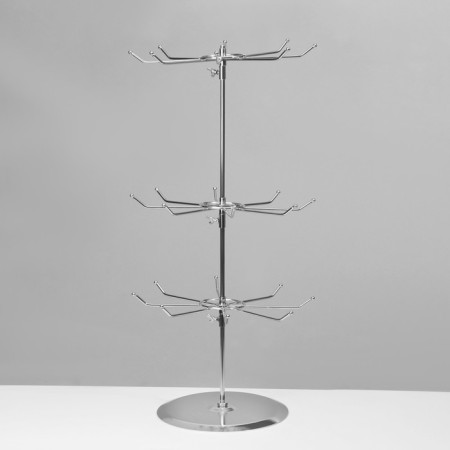 Вертушка, 3 яруса по 8 крючков, 27,5×27,5×55, цвет хром-2