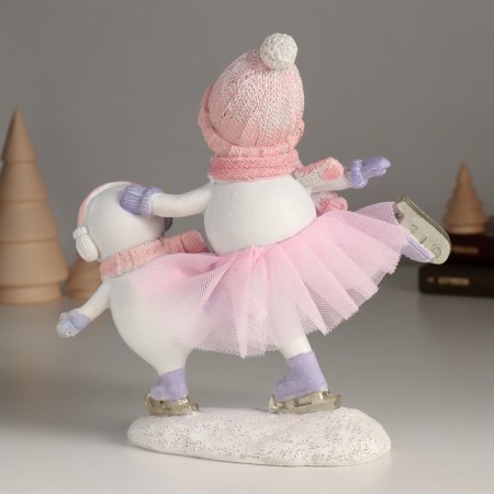 Souvenir Polystone "Happy Snowmen on Skates" 17x6x18 cm-2