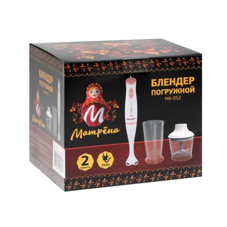 Matryona blender Ma-052, submersible, 350 watts, 0.5/0.8 l, 2 speeds, white-pink-6
