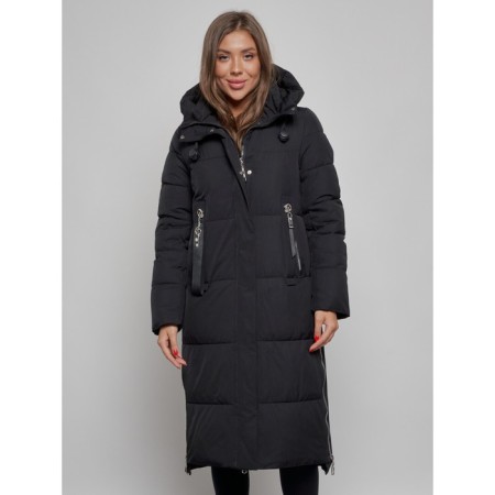 Coat insulated winter female, size 42, black color-2