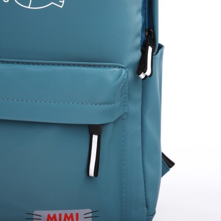 Young backpack from textiles on a zipper, waterproof, 4 pockets, green color-5