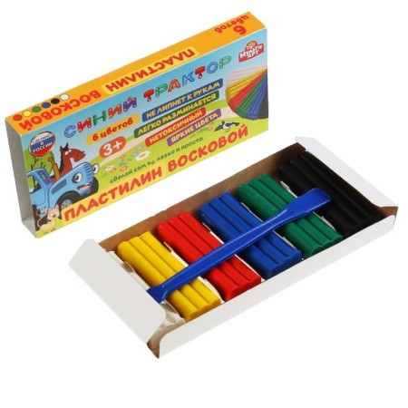 Plasticine Wax "Blue Tractor" 6 centers, 90 g-4