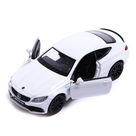 Metal Mercedes-AMG C63 S Coupe, 1:32, doors, inertia, white color open-2
