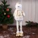 Soft toy "Snowman in a costume with rhombics, long legs" stands, 14 cm, gold