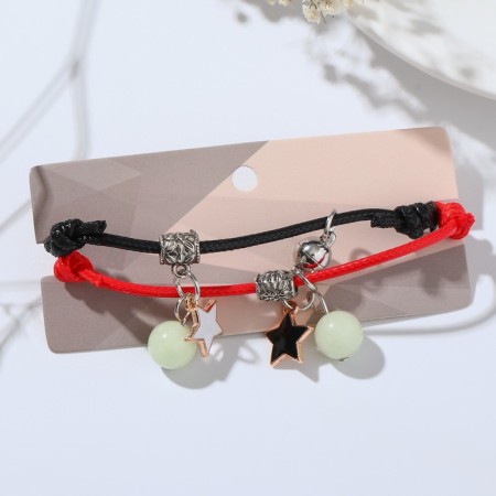 Bracelets "Demetrons" on a magnet, balls with a star, black-red color, 6 cm-5