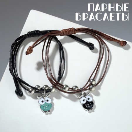 Bracelets "Demetrons" owls, black-brown color, l = 12.5 cm