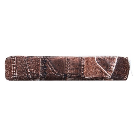 School pencil case with a zipper "Jeans", brown color-2