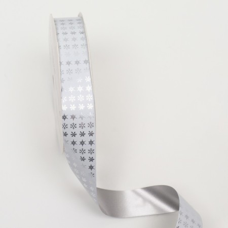 Ribbon for decor and gifts, snowflakes, 2 cm x 45 m-2