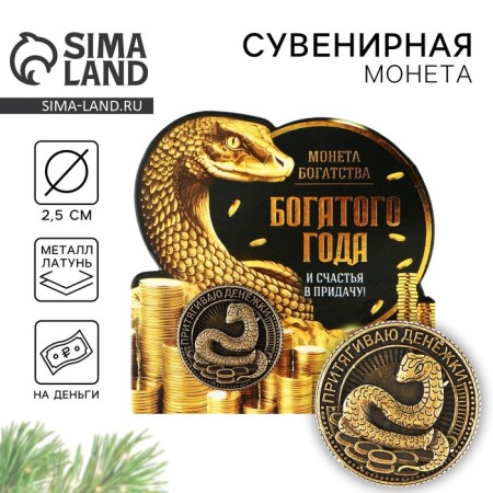 Coin New Year's amulet "New Year: rich year", diam 2.5 cm