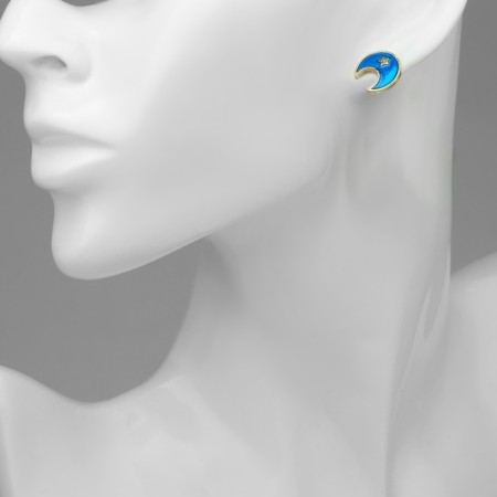 Emall Earms "Night" crescent, the color is blue-green in gold-4