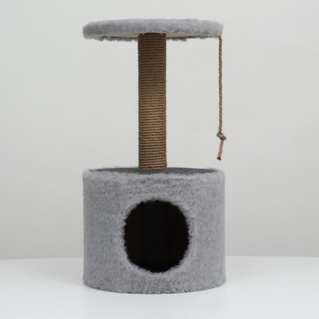 House for cats with a claw of a round, jute, 35 x 35 x 64 cm, gray-4