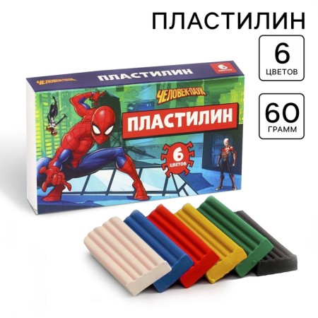 Plasticine 6 colors 60 g "Spider Man"